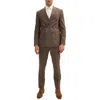 Ron Tomson Pinstripe Merino Wool Double Breasted Tuxedo In Brown