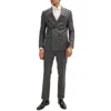 Ron Tomson Pinstripe Merino Wool Double Breasted Tuxedo In Charcoal Plaid