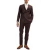 Ron Tomson Pinstripe Merino Wool Double Breasted Tuxedo In Currant