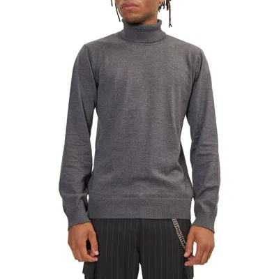 Ron Tomson Roll Neck Rib Knit Sweater In Anthracite