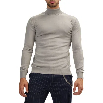 Ron Tomson Roll Neck Rib Knit Sweater In Grey