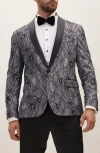 Ron Tomson Shawl Collar Lace Formal Jacket In Multi
