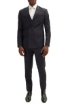 Ron Tomson Super 120s Wool Double Breasted Tuxedo Jacket