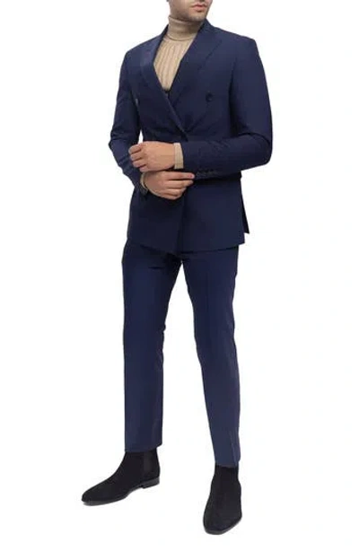 Ron Tomson Super 120s Wool Double Breasted Tuxedo Jacket