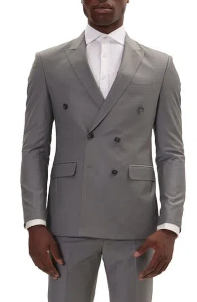 Ron Tomson Super 120s Wool Double Breasted Tuxedo Jacket In Dark Grey