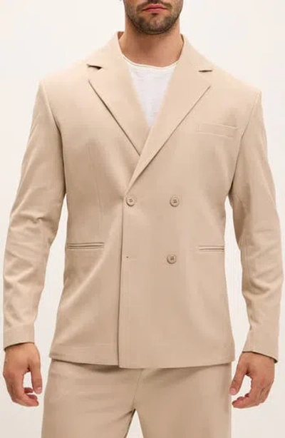 Ron Tomson Super Relaxed Double Breasted Tuxedo Jacket In Neutral