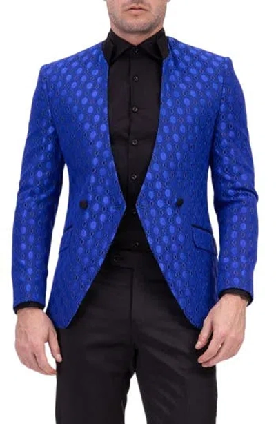 Ron Tomson Texture Eyelet Tuxedo Jacket In Blue