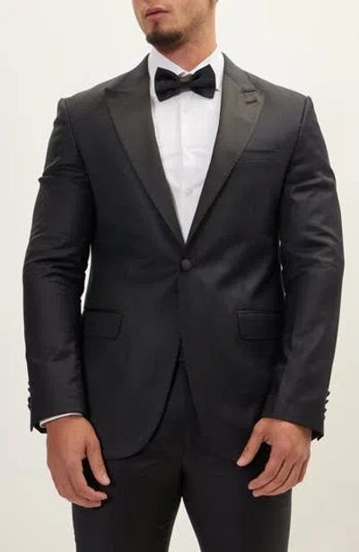 Ron Tomson Trim Fit Peak Lapel Wool & Silk Tuxedo