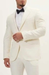 Ron Tomson Trim Fit Peak Lapel Wool & Silk Tuxedo In White