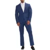 Ron Tomson Trim Fit Solid Peak Lapel Wool Suit In Blue