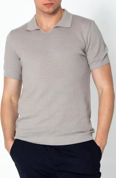 Ron Tomson V-neck Jersey Knit Polo In Gray