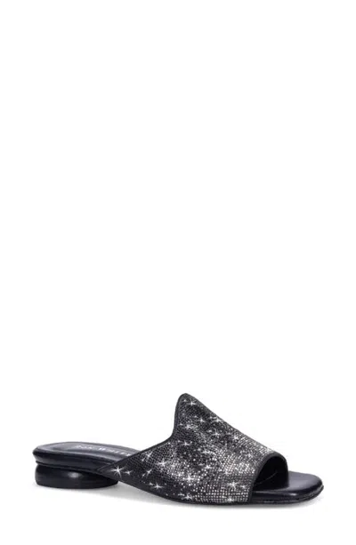 Ron White Bonetta Crystal Leather Slide Sandal In Black