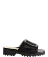 Ron White Candra Tort Lug Slide Sandal In Black