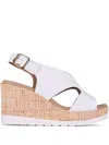 Ron White Dacota Leather Wedge Sandals In White