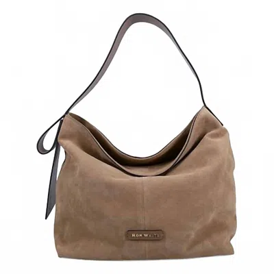 Ron White Dalo Shoulder Bag In Fawn Suede In Red