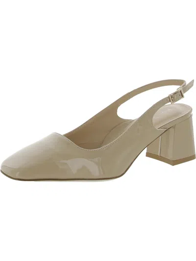 Ron White Lyla Womens Patent Leather Square Toe Slingbacks In Beige