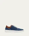 Ron White Men's Maverik Weatherproof Denim And Leather Low-top Sneakers In Taupe