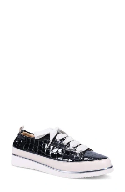 Ron White Novella Avara Croc Embossed Leather Sneaker In Black