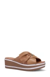 Ron White Patrika Platform Wedge Slide Sandal In Caramel