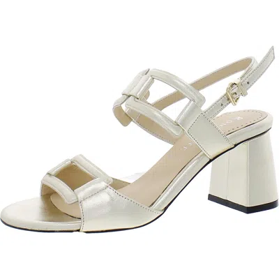 Ron White Philicia Womens Leather Block Heel Ankle Strap In White