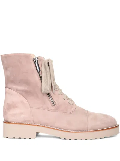 Ron White Tara Lace-up Suede Combat Boots In Neutral