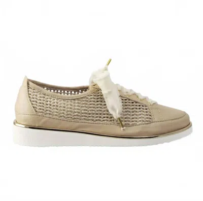 Ron White Women's Novalee Raffia Wedge Sneaker In Nude Leather In Multi