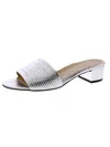 Ron White Womens Leather Slip On Mule Sandals In Silver