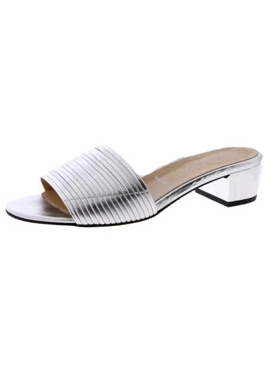 Ron White Womens Leather Slip On Mule Sandals In Silver