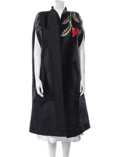 Pre-owned Ronald Van Der Kemp Silk Graphic Print Coat W/ Tags In Black
