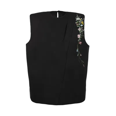 Rondooz Women's Black Top — Midnight Bloom