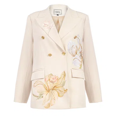 Rondooz Women's Neutrals Blazer - Pearl Bloom