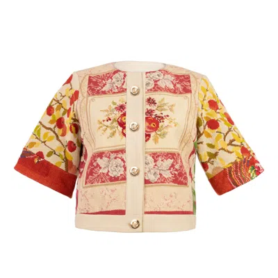 Rondooz Women's Neutrals / Red / Yellow Jacket — Rouge Gobelin In Multi