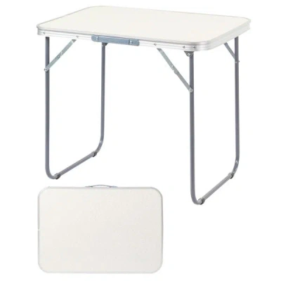 Rondzakz 70x50x60cm Aluminum Camping Folding Table In White