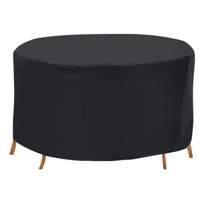 Rondzakz Circular Table Cover Uv Water Resistant Outdoor Furniture Protector For Small Round Table Chairs Set In Black