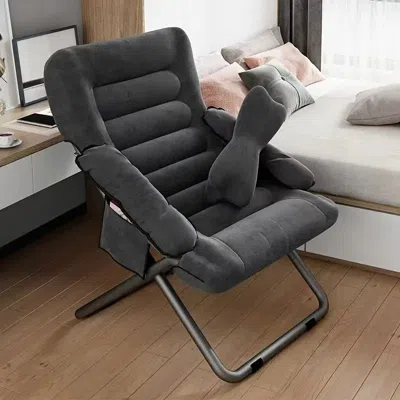 Rondzakz Folding Floor Sofa Chair With Adjustable Backrest 3 Reclining Positions Comfortable Lazy Lounge Chai In Gray