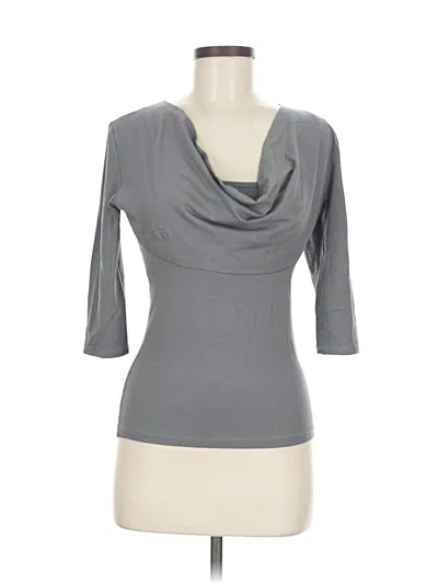 Pre-owned Ronen Chen 3/4 Sleeve Top Gray Cowl Neck Tops