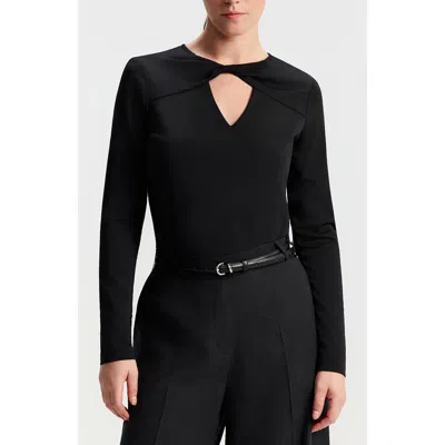 Ronen Chen Bina Fitted Twist Neck Top In Black