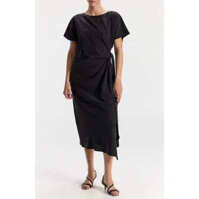 Ronen Chen Carmela Asymetrical Shortsleeve Midi Dress In Blue