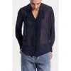 Ronen Chen Chiffon Button-front Blouse In Blue
