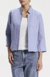 Ronen Chen Cropped Linen Jacket In Blue