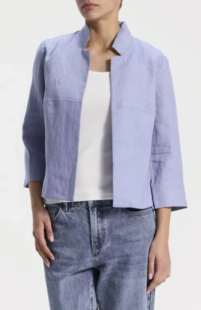 Ronen Chen Cropped Linen Jacket In Blue