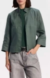 Ronen Chen Cropped Linen Jacket In Green