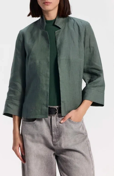 Ronen Chen Cropped Linen Jacket In Green