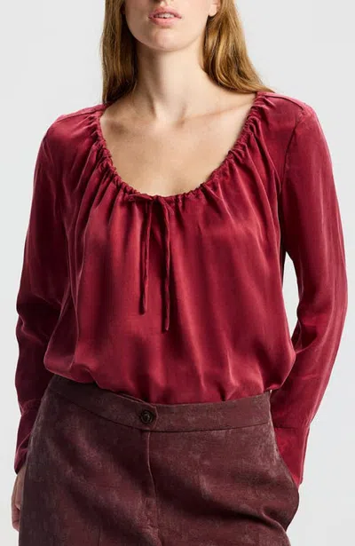 Ronen Chen Ilana Tie-neck Relaxed Top In Burgundy