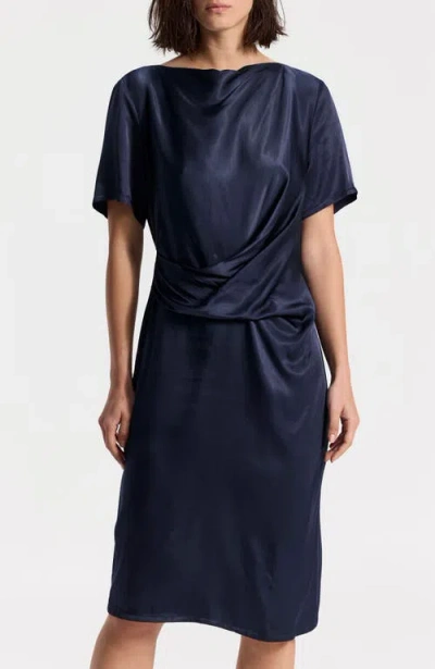 Ronen Chen Knee-length Satin Dress In Blue