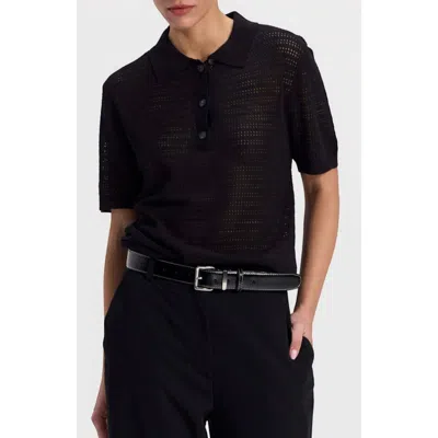 Ronen Chen Knit Polo Top In Black