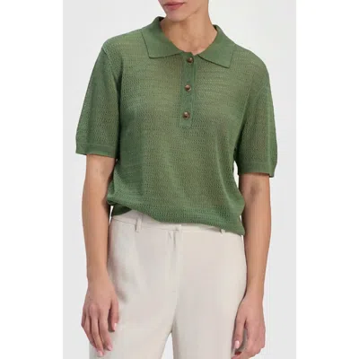 Ronen Chen Knit Polo Top In Green
