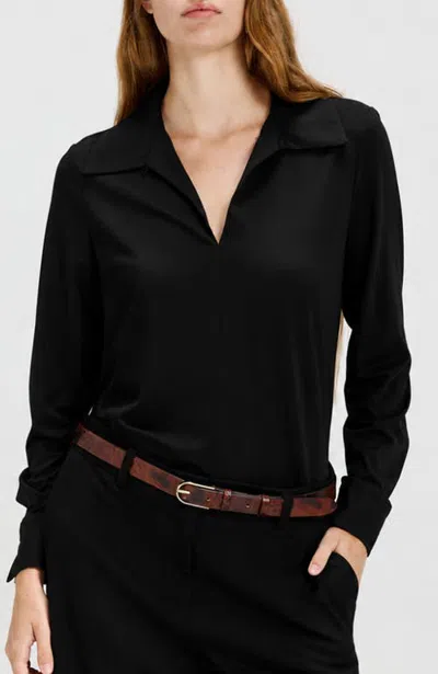 Ronen Chen Liat Tailored Polo-collar Shirt In Black