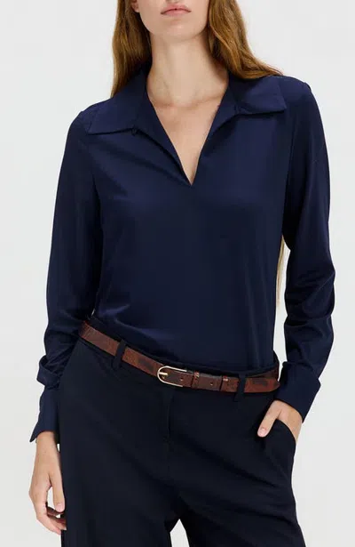 Ronen Chen Liat Tailored Polo-collar Shirt In Navy Blue