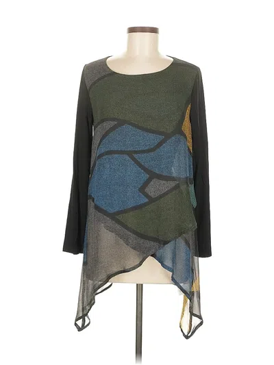 Pre-owned Ronen Chen Long Sleeve Top Blue Square Neckline Tops